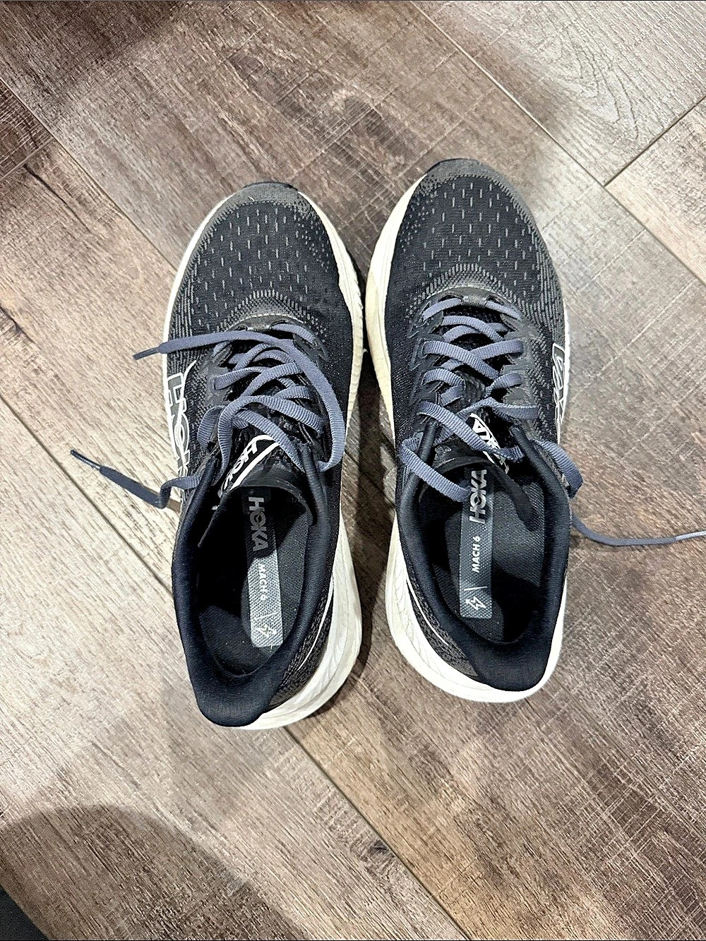 HOKA Mach 6 Black & White Athletic Shoes